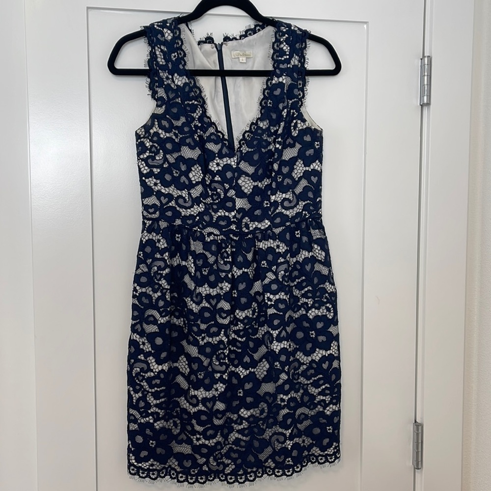 Shoshanna navy lace dress